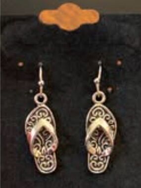 New Silver Filigree Flip-Flop Drop Earrings - Women Jewelry